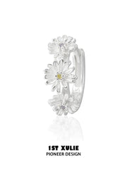 1ST XULIE Jewelry "DAISY" Dainty Floral Daisy Huggie Hoop Earrings in 925 Sterling Silver - Lifestyle Shot