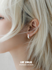 1ST XULIE Jewelry "DAISY" Dainty Floral Daisy Huggie Hoop Earrings in 925 Sterling Silver - Product View