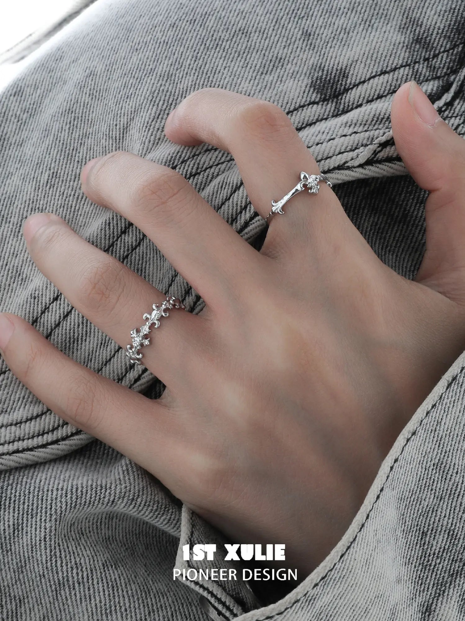 1ST XULIE Jewelry "Irises" Dainty Iris Ring in 925 Sterling Silver - Angle View