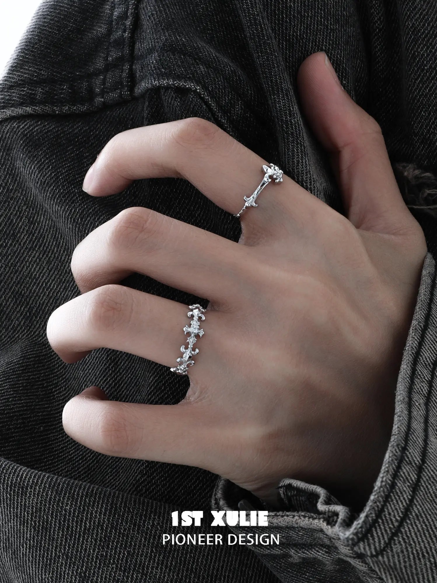1ST XULIE Jewelry "Irises" Dainty Iris Ring in 925 Sterling Silver - Angle View