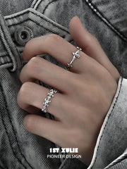 1ST XULIE Jewelry "Irises" Dainty Iris Ring in 925 Sterling Silver - On Model