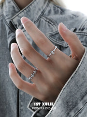 1ST XULIE Jewelry "Irises" Dainty Iris Ring in 925 Sterling Silver - Side View