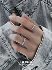 1ST XULIE Jewelry "Irises" Dainty Iris Ring in 925 Sterling Silver - Texture