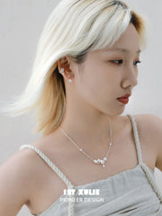 1ST XULIE Jewelry "DAISY" Sparkling Morning Dew Floral Stud Earrings in 925 Sterling Silver - On Model