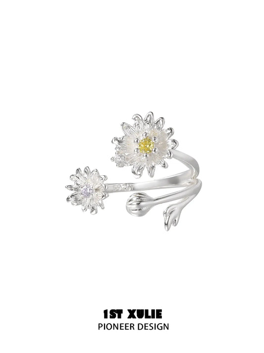 1ST XULIE Jewelry "DAISY" Dewdrop Daisy Ring in 925 Sterling Silver - Packaging View