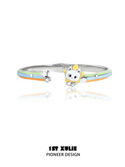 1ST XULIE Jewelry "RAINBOW CAT" Enamel Cat Open Bangle - Product View