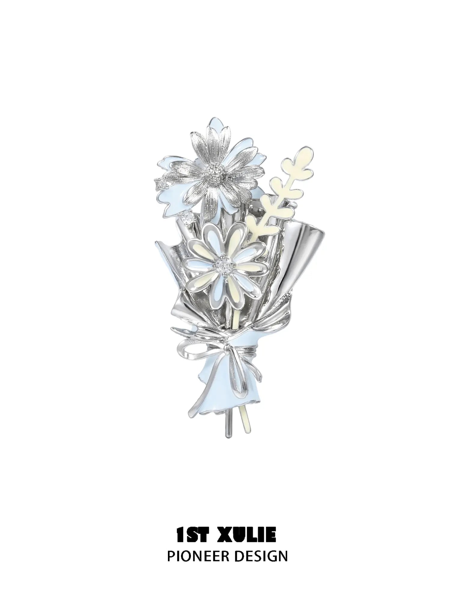 1ST XULIE Jewelry "DAISY" Enamel Daisy Brooch in Brass - Size Comparison