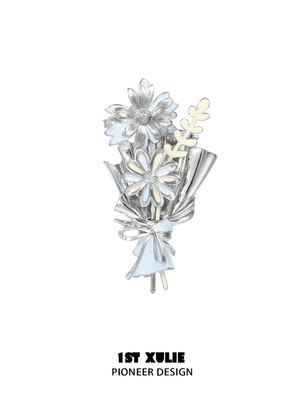 1ST XULIE Jewelry "DAISY" Enamel Daisy Brooch in Brass - Size Comparison