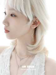 1ST XULIE Jewelry "Silver Angel" Four-Point Star Tassel Dangle Earrings in 925 Sterling Silver - Product View