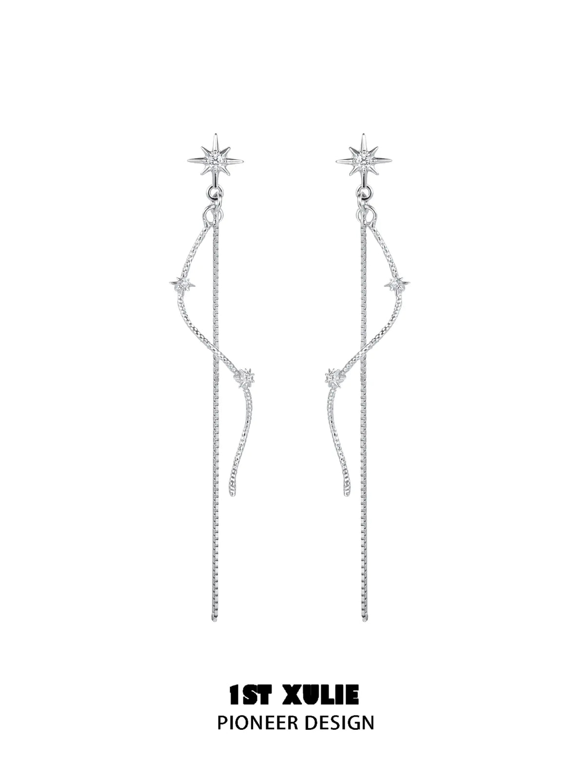1ST XULIE Jewelry "Silver Angel" Four-Point Star Tassel Dangle Earrings in 925 Sterling Silver - Packaging View