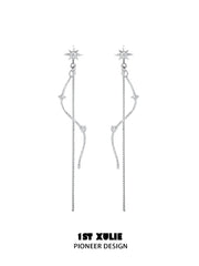 1ST XULIE Jewelry "Silver Angel" Four-Point Star Tassel Dangle Earrings in 925 Sterling Silver - Packaging View