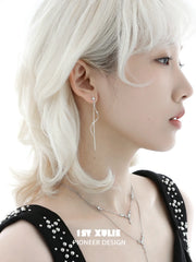 1ST XULIE Jewelry "Silver Angel" Four-Point Star Tassel Dangle Earrings in 925 Sterling Silver - Side View