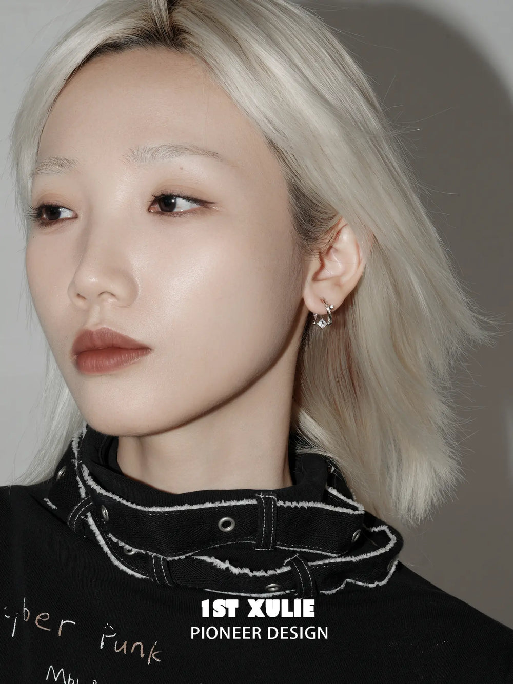 1ST XULIE Jewelry "Silver Angel" Four-Pointed Star Huggie Earrings in 925 Sterling Silver - Lifestyle Shot