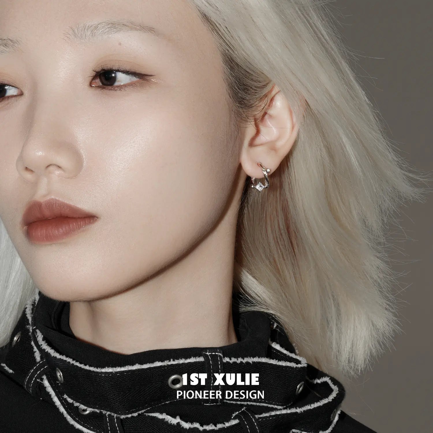 1ST XULIE Jewelry "Silver Angel" Four-Pointed Star Huggie Earrings in 925 Sterling Silver - Side View