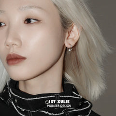 1ST XULIE Jewelry "Silver Angel" Four-Pointed Star Huggie Earrings in 925 Sterling Silver - Side View