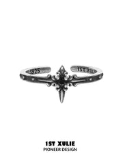 1ST XULIE Jewelry "FALLEN ANGEL" Gothic Dark Angel Statement Open Stackable Ring in 925 Sterling Silver - Alternate Angle