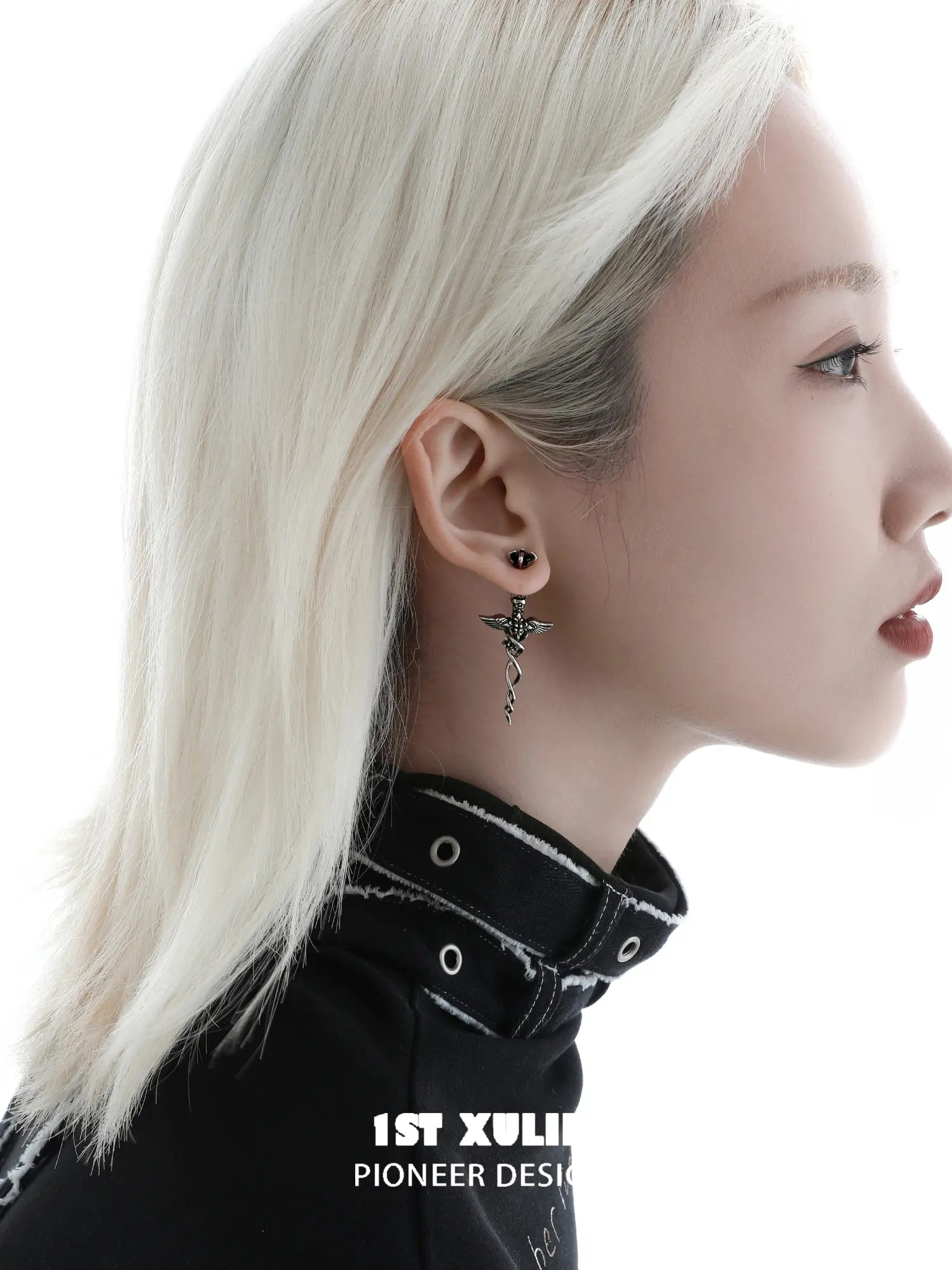1ST XULIE Jewelry "FALLEN ANGEL" Gothic Fallen Angel Drop Earrings in Vintage Silver Plated - Product View