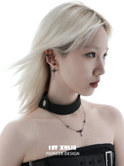 1ST XULIE Jewelry "FALLEN ANGEL" Gothic Wing Statement Pendant Necklace in Vintage Silver Plated Brass - Side View