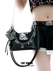1ST XULIE "Angel Cuties" Graffiti Puppy Statement Tote & Crossbody Bag in Premium PU Leather - Side View