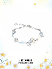 1ST XULIE Jewelry "DAISY" Handcrafted Enamel Daisy Charm Bracelet in Jeweler's Brass - Product View