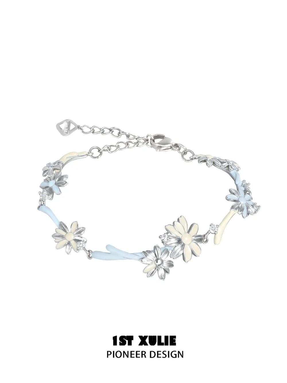 1ST XULIE Jewelry "DAISY" Handcrafted Enamel Daisy Charm Bracelet in Jeweler's Brass - Packaging View