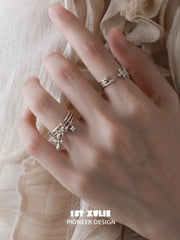1ST XULIE Jewelry "Bastet" Iris Dangle Adjustable Ring in 18K Gold Plated - Angle 2