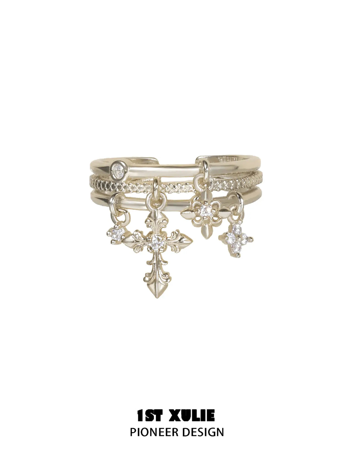 1ST XULIE Jewelry "Bastet" Iris Dangle Adjustable Ring in 18K Gold Plated - Packaging View