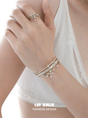 1ST XULIE Jewelry "Bastet" Iris Dangle Adjustable Ring in 18K Gold Plated - Side View