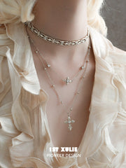 1ST XULIE Jewelry "Bastet" Layered Iris Pendant Necklace in Light Gold Plated Brass - Product View