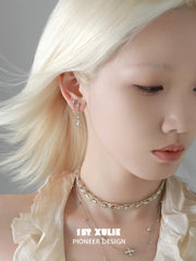 1ST XULIE Jewelry "Bastet" Layered Iris Pendant Necklace in Light Gold Plated Brass - On Model