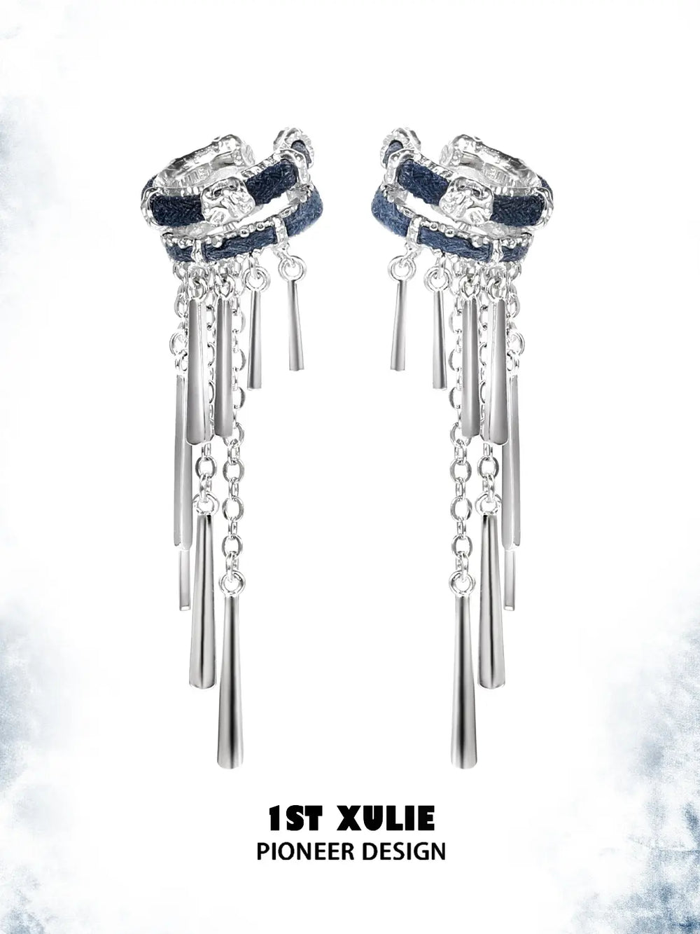 1ST XULIE Jewelry "MIAO" Miao Ethnic Tassel Ear Cuffs in Platinum Plated - Alternative Angle View