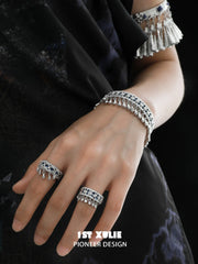 1ST XULIE Jewelry "MIAO" Miao Tribal Tie-Dye Statement Adjustable Ring in 925 Sterling Silver - Size Comparison