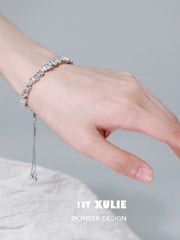 1ST XULIE Jewelry "THE SEA" Ocean Blue Icelandic Starry Adjustable Bracelet in Platinum Plated - Angle View