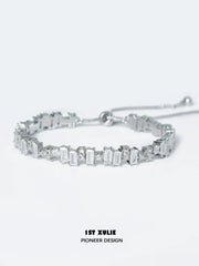 1ST XULIE Jewelry "THE SEA" Ocean Blue Icelandic Starry Adjustable Bracelet in Platinum Plated - Lifestyle Shot