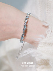 1ST XULIE Jewelry "THE SEA" Ocean Blue Icelandic Starry Adjustable Bracelet in Platinum Plated - On Model