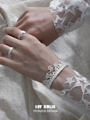 1ST XULIE Jewelry "STARLIGHT LACE" Rococo Star Lace Bangle in Platinum Plated - Product View