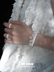 1ST XULIE Jewelry "STARLIGHT LACE" Rococo Star Lace Bangle in Platinum Plated - Product View