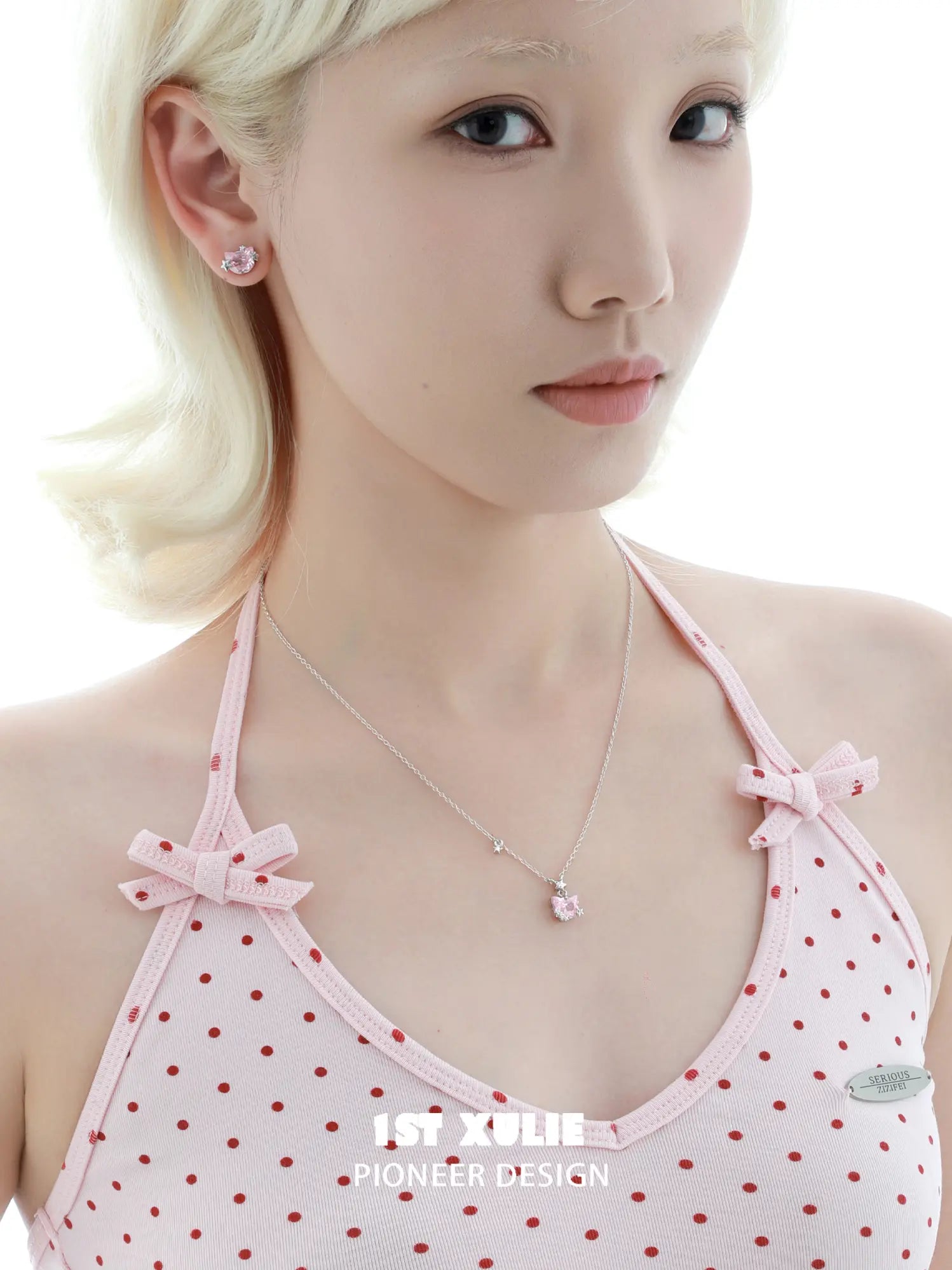 1ST XULIE Jewelry "Rainbow Cat" Sparkling Cat Pendant Necklace in 925 Sterling Silver - Side View
