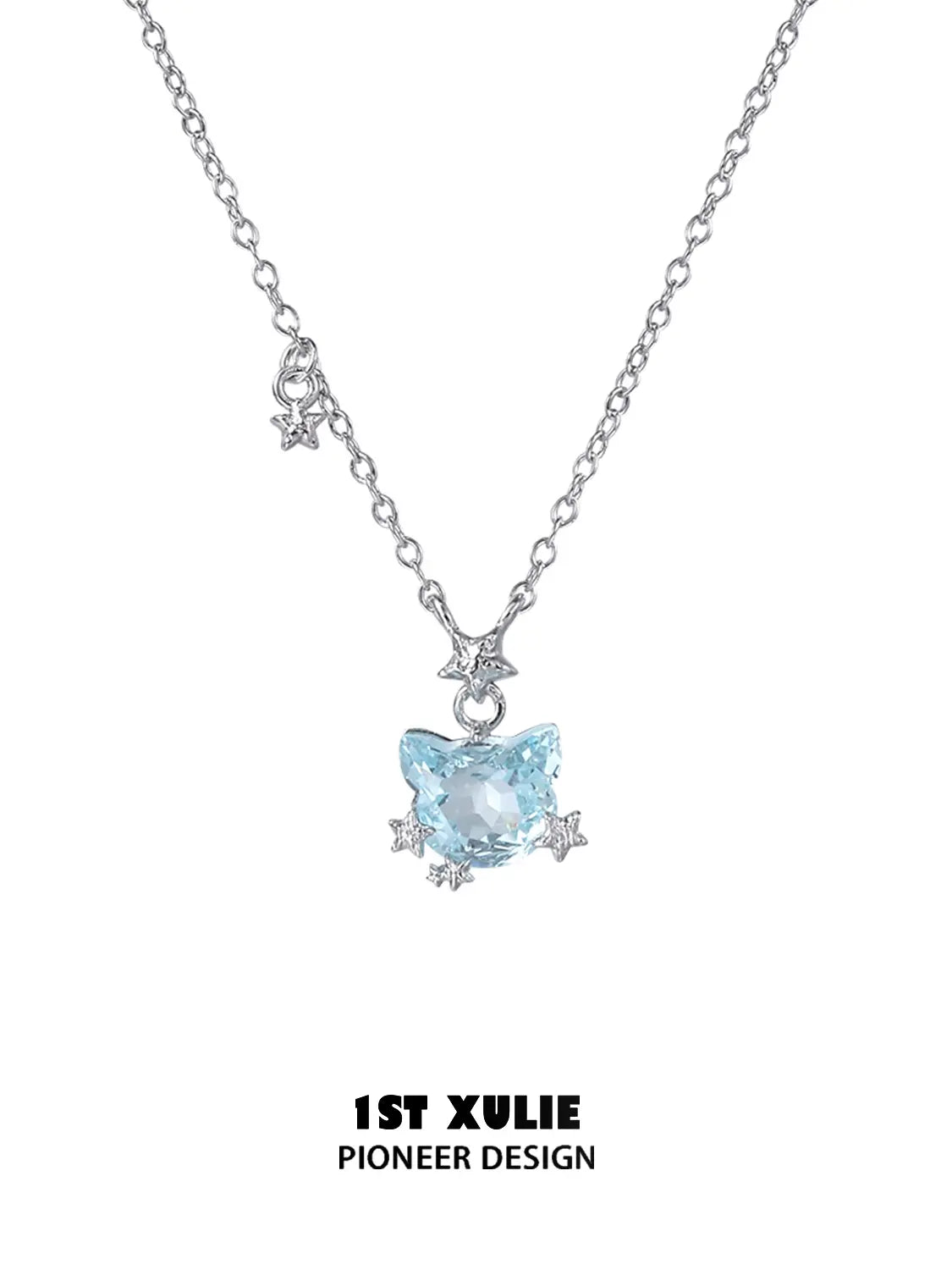1ST XULIE Jewelry "Rainbow Cat" Sparkling Cat Pendant Necklace in 925 Sterling Silver - Size Comparison