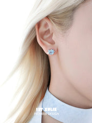 1ST XULIE Jewelry "Rainbow Cat" Sparkling Zirconia Cat Stud Earrings in 925 Sterling Silver - Angle View 1