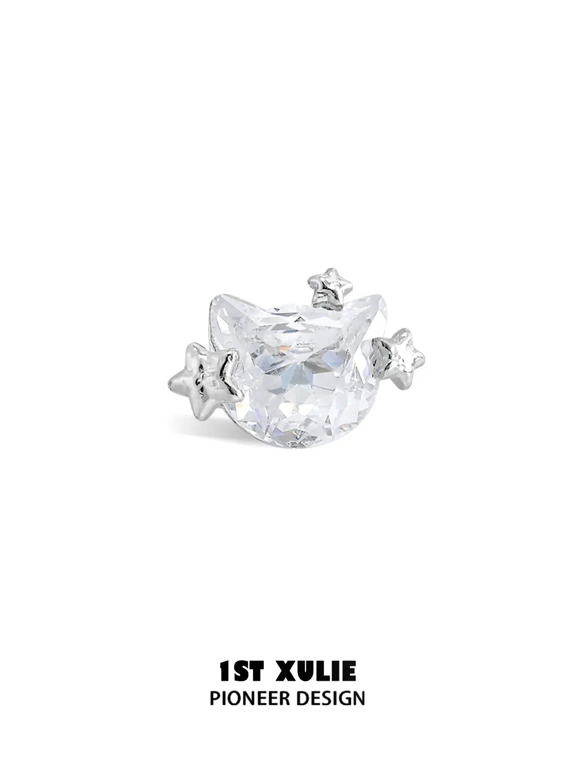 1ST XULIE Jewelry "Rainbow Cat" Sparkling Zirconia Cat Stud Earrings in 925 Sterling Silver - Packaging View
