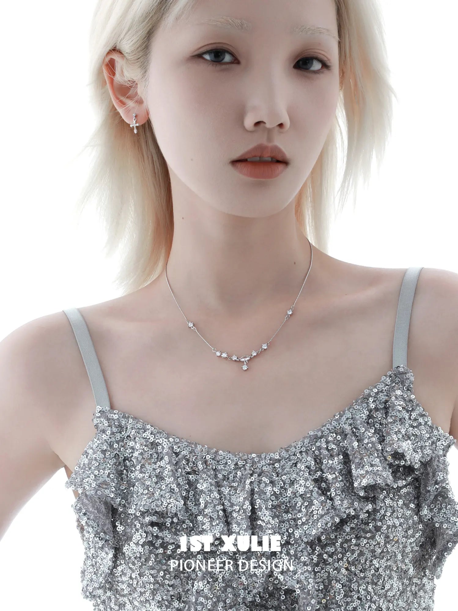 1ST XULIE "Silver Angel" Sparkling Zirconia Pendant Necklace in 925 Sterling Silver - Product View