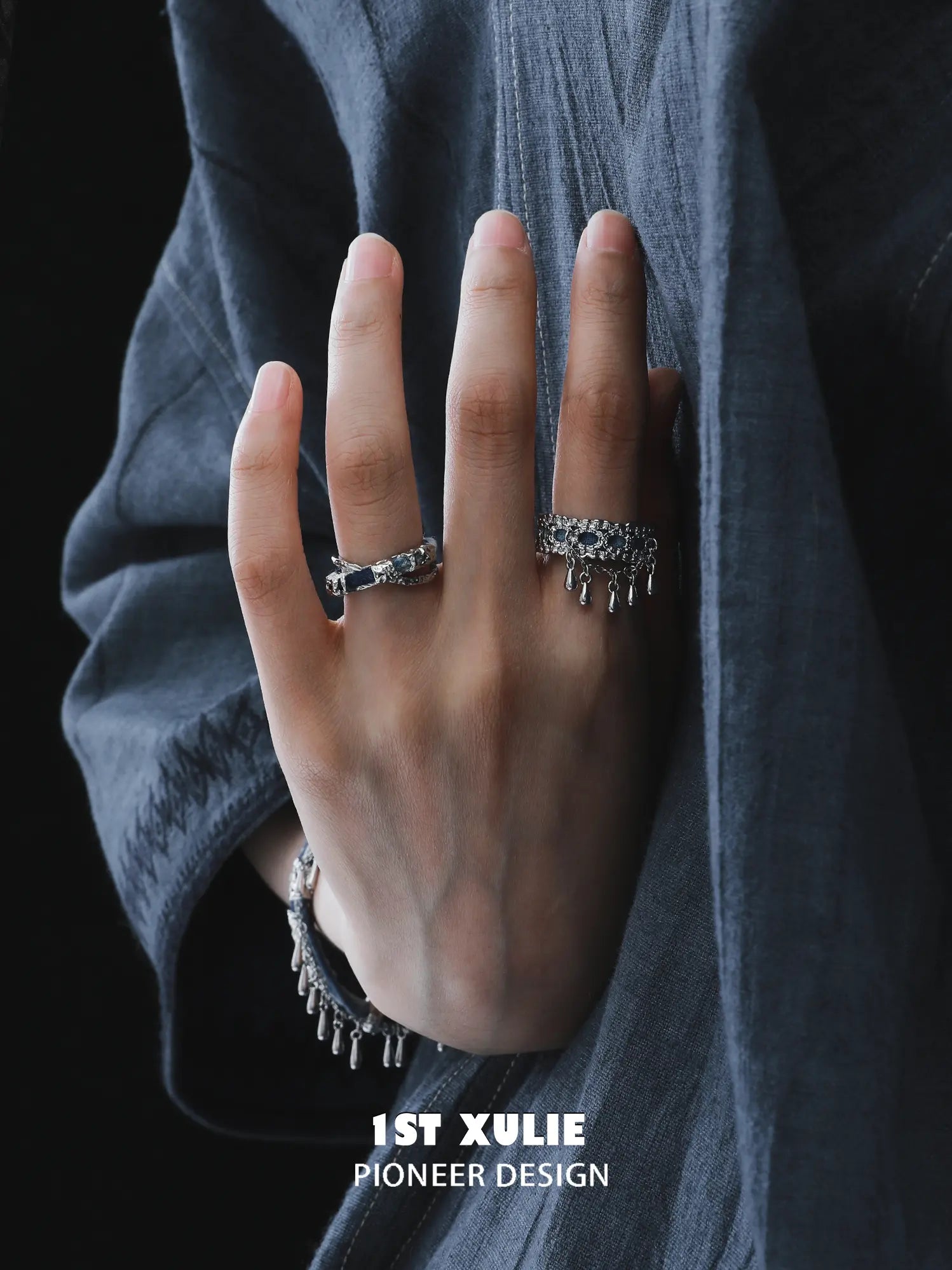1ST XULIE Jewelry "MIAO" Tassel Ethnic Statement Ring - Detail Shot
