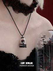 1ST XULIE Jewelry "TWILIGHT ROSE" Thermochromic Rose Bow Pendant Necklace in Black Gold Plated Brass - Packaging View