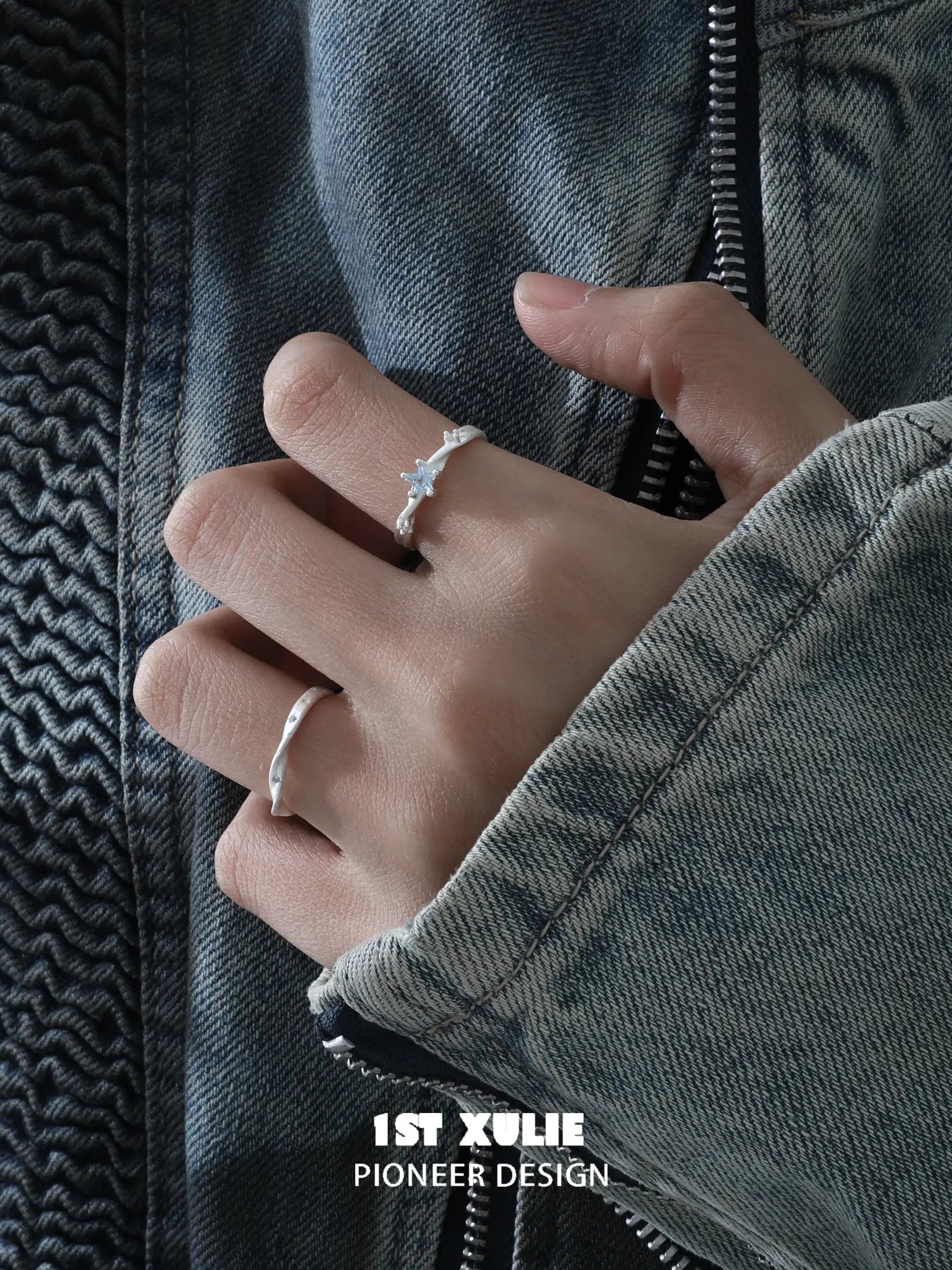 1ST XULIE Jewelry "Silver Angel" Twisted Zirconia Starlight Ring in 925 Sterling Silver - Angle View