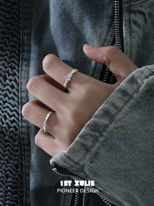 1ST XULIE Jewelry "Silver Angel" Twisted Zirconia Starlight Ring in 925 Sterling Silver - Angle View