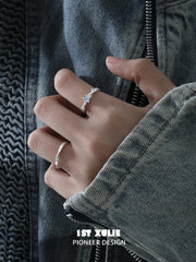 1ST XULIE Jewelry "Silver Angel" Twisted Zirconia Starlight Ring in 925 Sterling Silver - Angle View