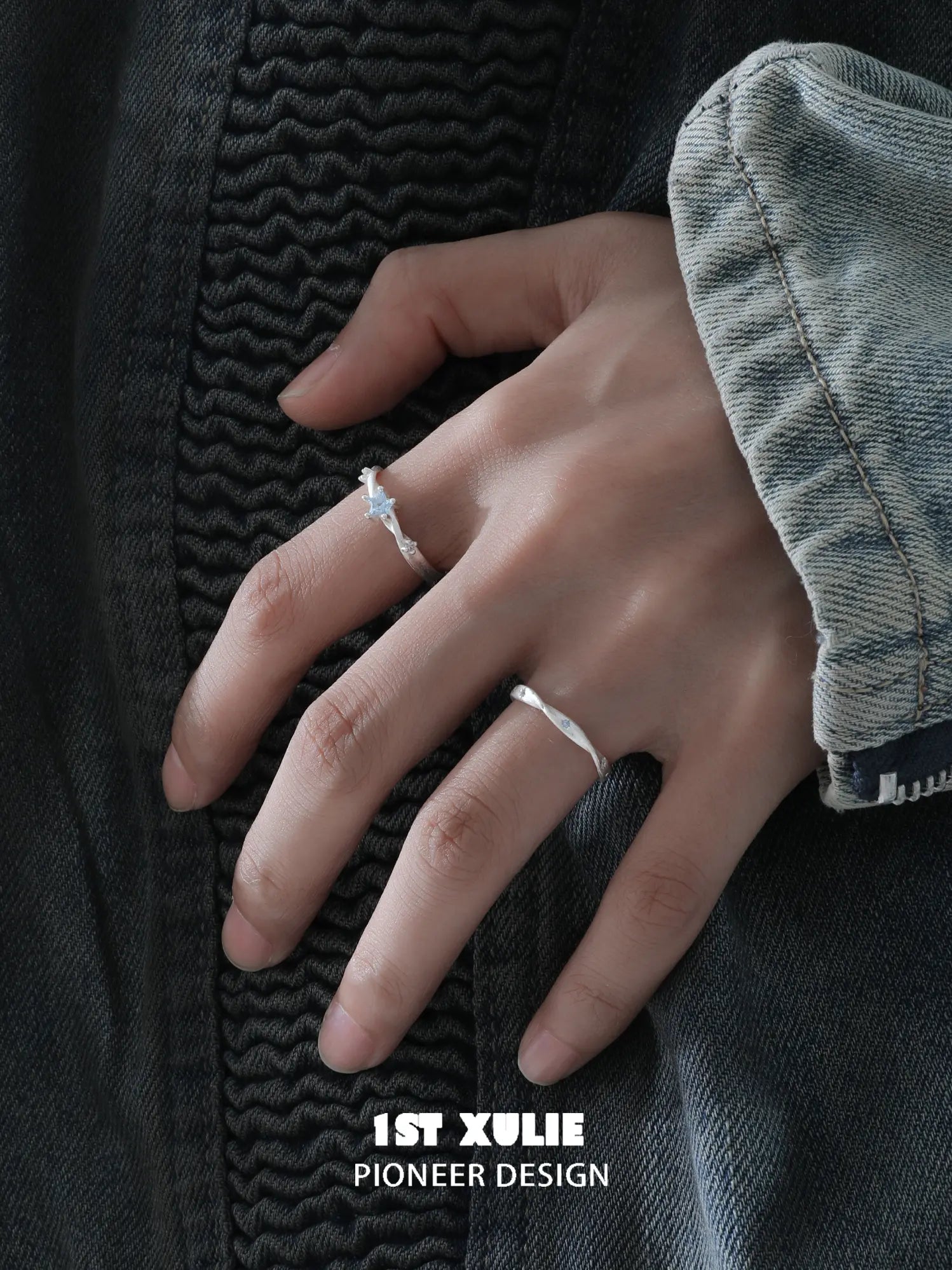 1ST XULIE Jewelry "Silver Angel" Twisted Zirconia Starlight Ring in 925 Sterling Silver - Detail Shot