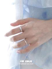 1ST XULIE Jewelry "Silver Angel" Twisted Zirconia Starlight Ring in 925 Sterling Silver - Lifestyle Shot