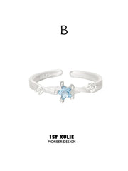 1ST XULIE Jewelry "Silver Angel" Twisted Zirconia Starlight Ring in 925 Sterling Silver - On Model Close Up